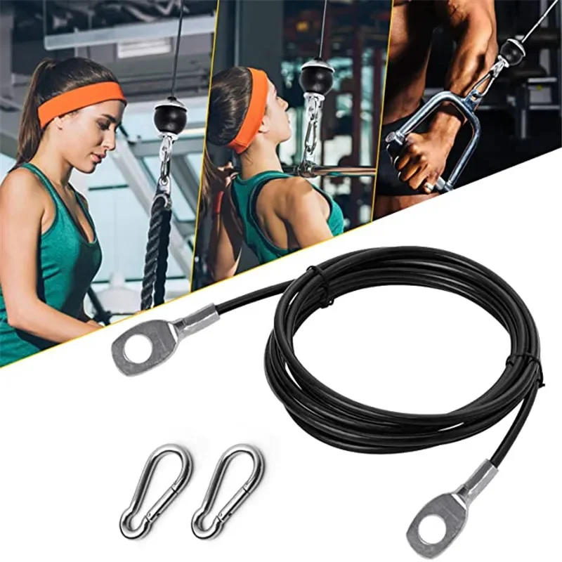 Lat Pulldown Cable - 2M-5M Fitnessgeräte-Zubehör, Stahlseil, verstellbares PU-Zug-Lock-integrierter Trainer,