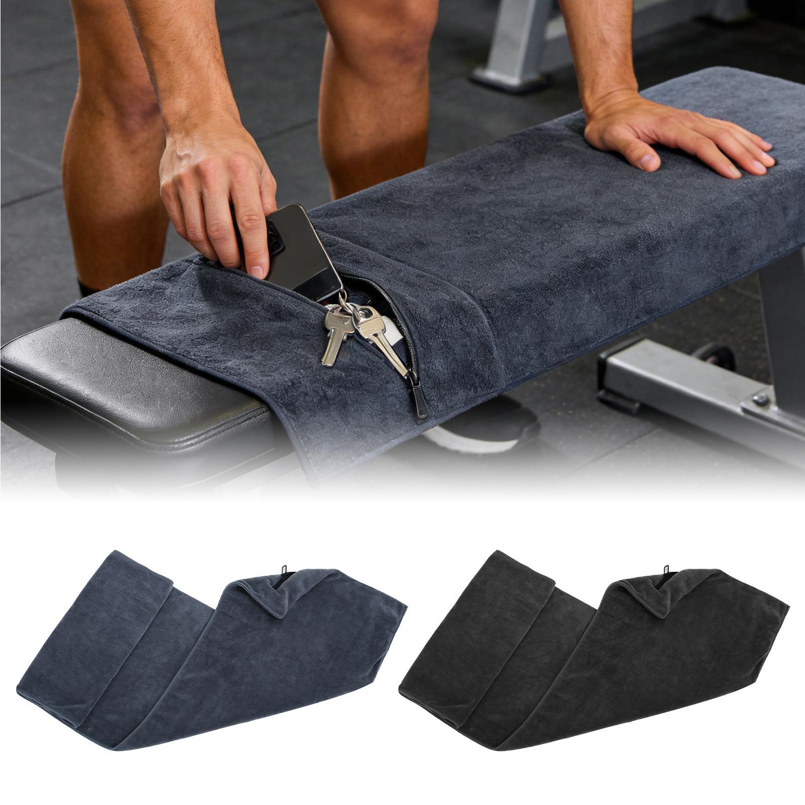 Home Gym Routine - Mikrofaser-Gymnastiktücher mit Reißverschlusstaschen, schnelltrocknende Schweißtücher für
