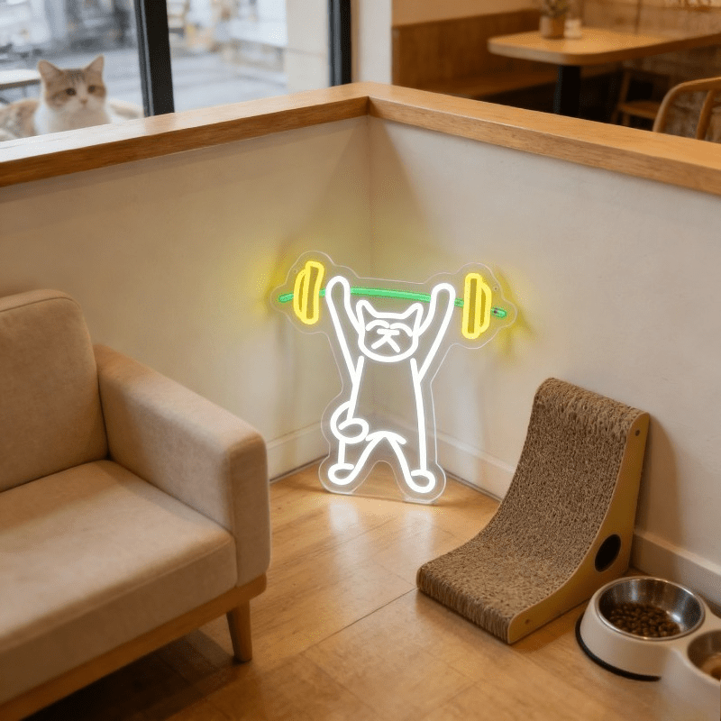 Katze beim Gewichtheben Neonsc – Home Gym Neon Sign Bewertung und Preis